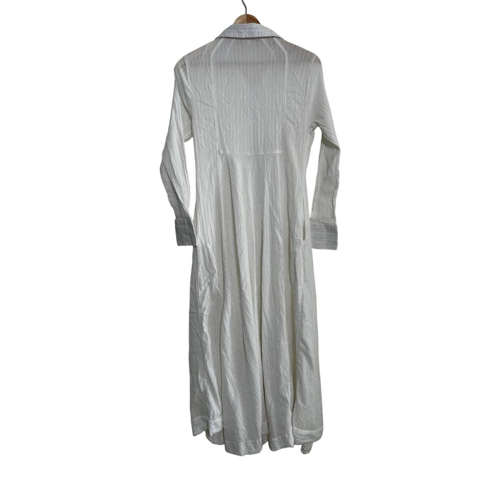 Free People Maxi Dress Womens XS White Pintuck Button Front Long Sleeve Prairie - Picture 7 of 9